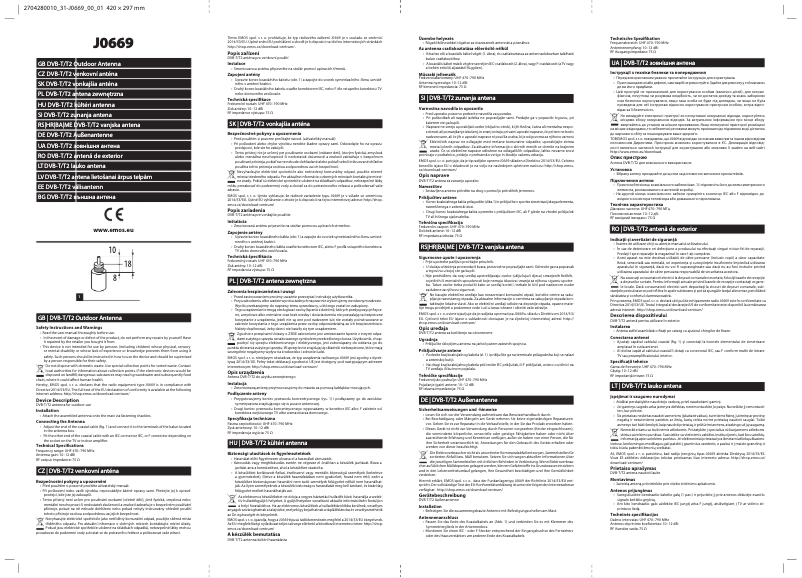 Page 1 de la notice Manuel utilisateur Emos J0669