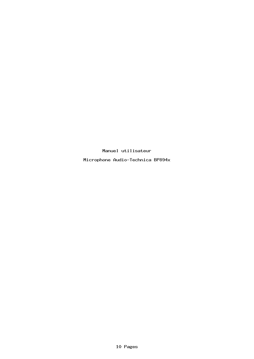 Page 1 de la notice Manuel utilisateur Audio-Technica BP894x
