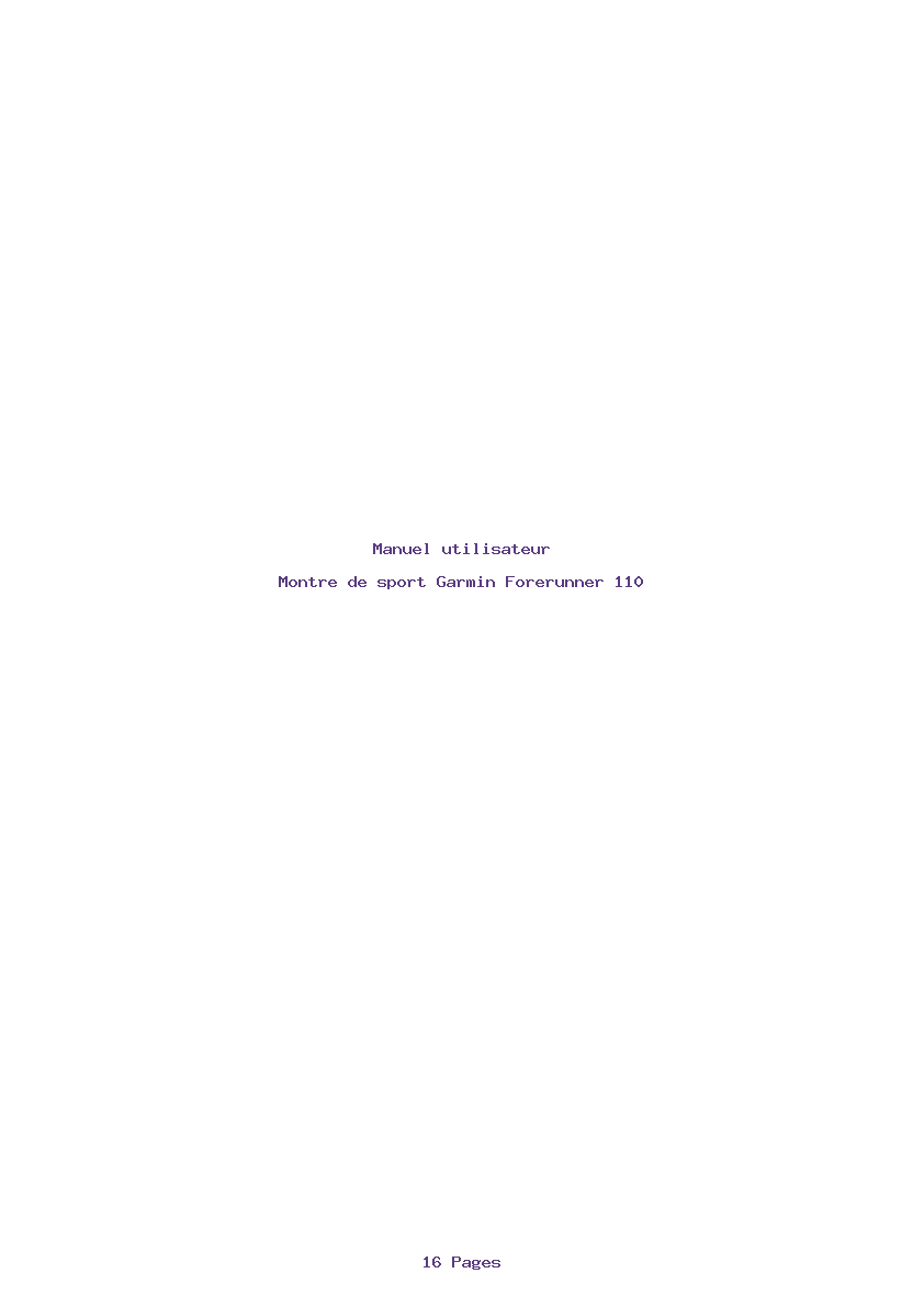Page 1 de la notice Manuel utilisateur Garmin Forerunner 110
