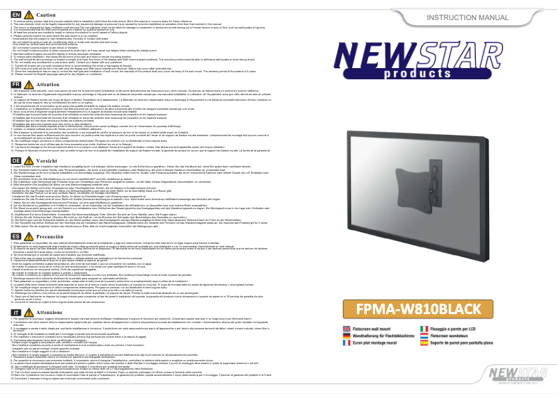 Page 1 de la notice Manuel utilisateur Newstar FPMA-W810