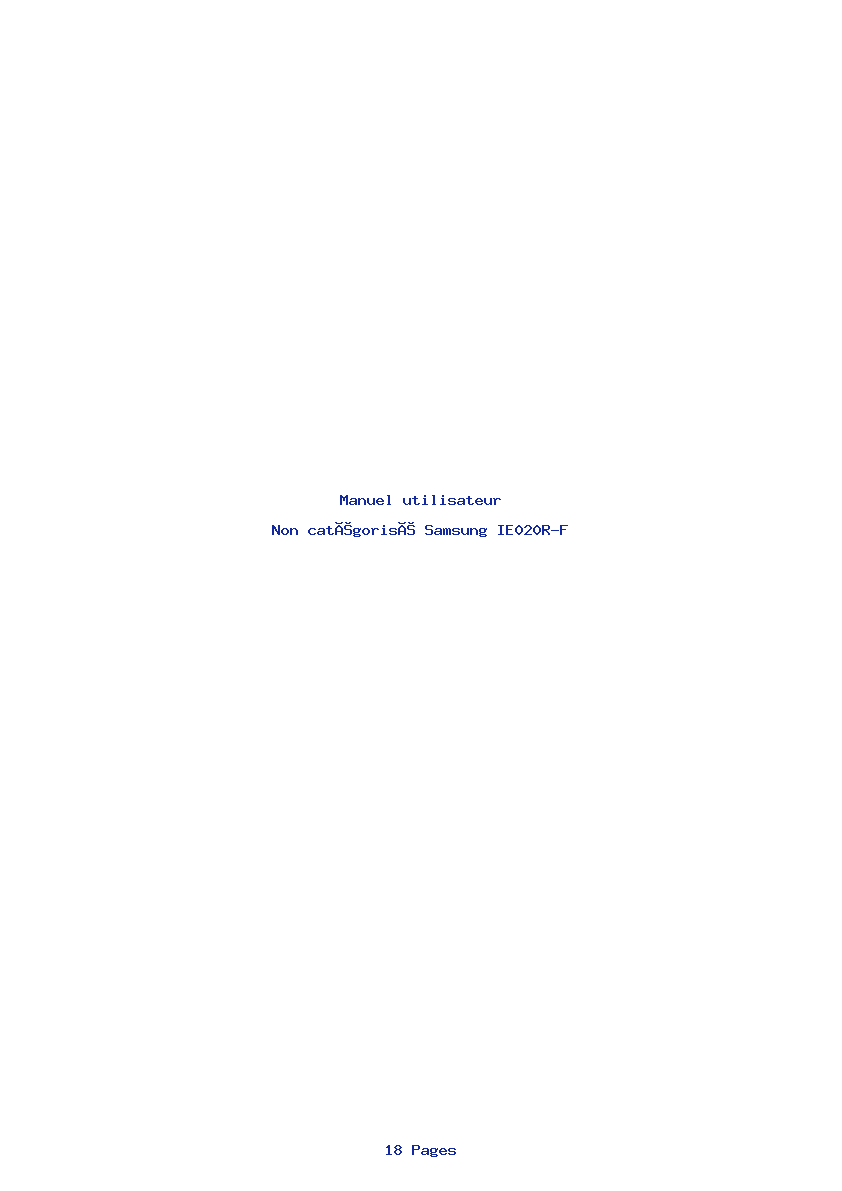 Page 1 de la notice Manuel utilisateur Samsung IE020R-F