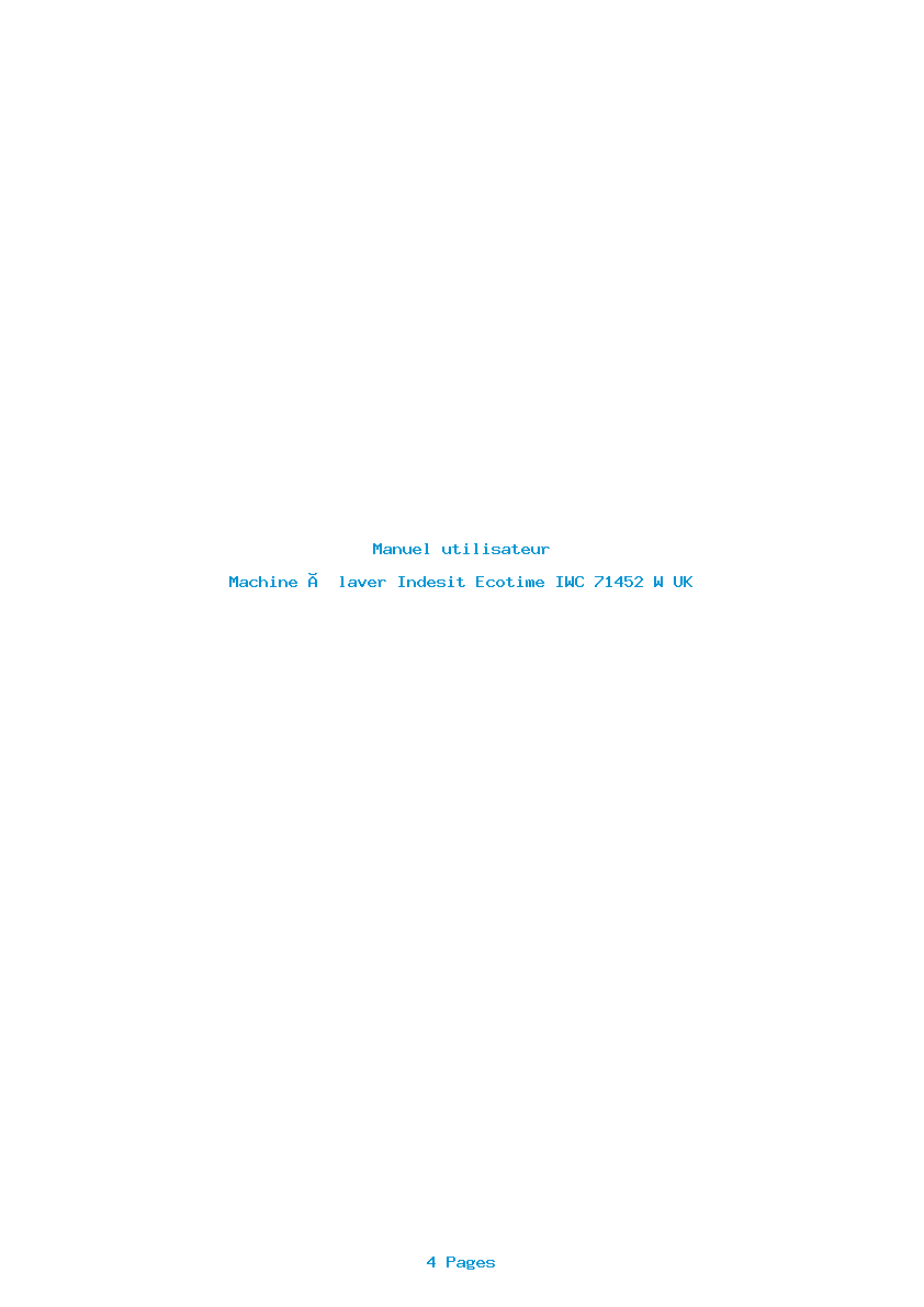 Page 1 de la notice Manuel utilisateur Indesit Ecotime IWC 71452 W UK