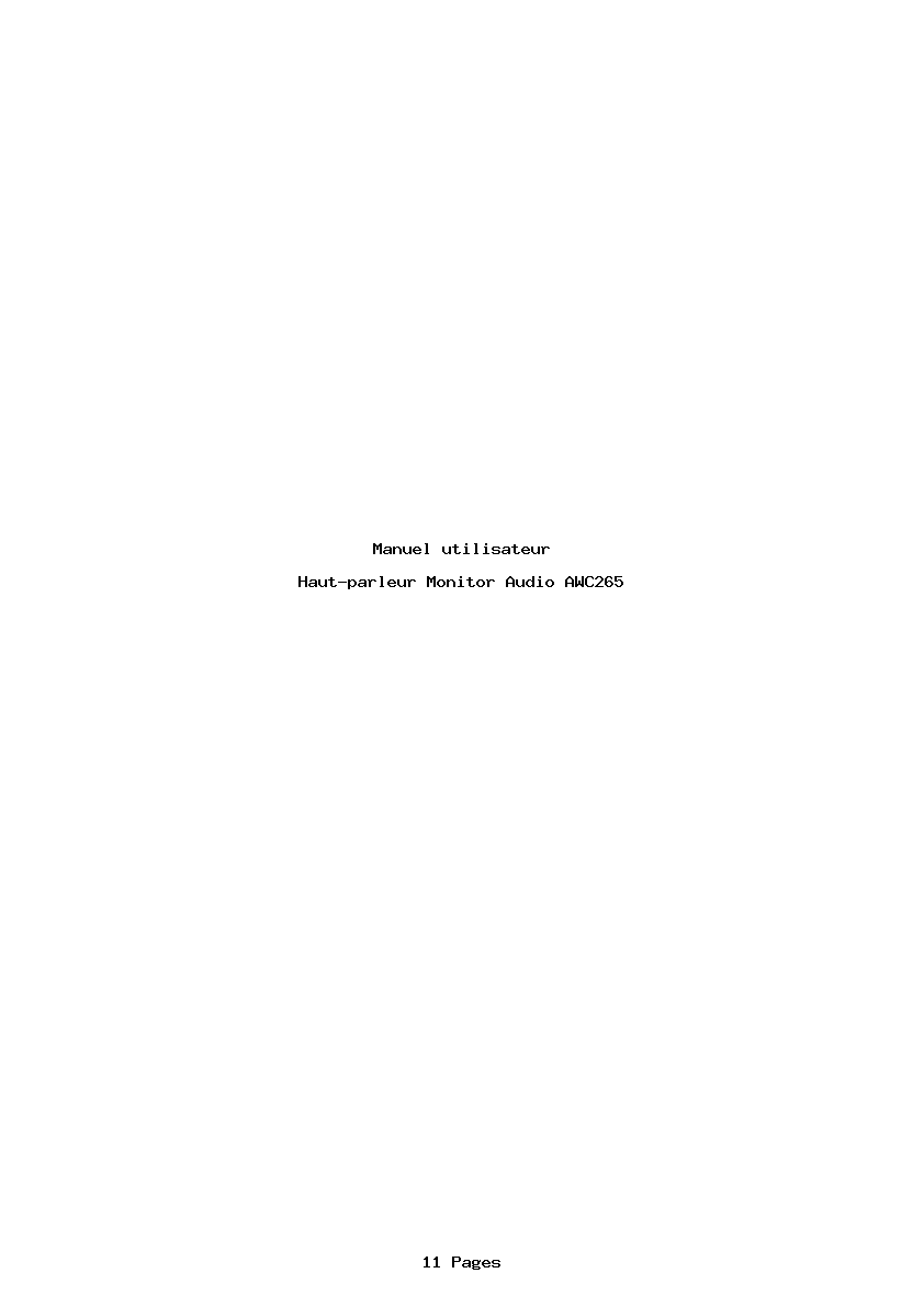 Page 1 de la notice Manuel utilisateur Monitor Audio AWC265