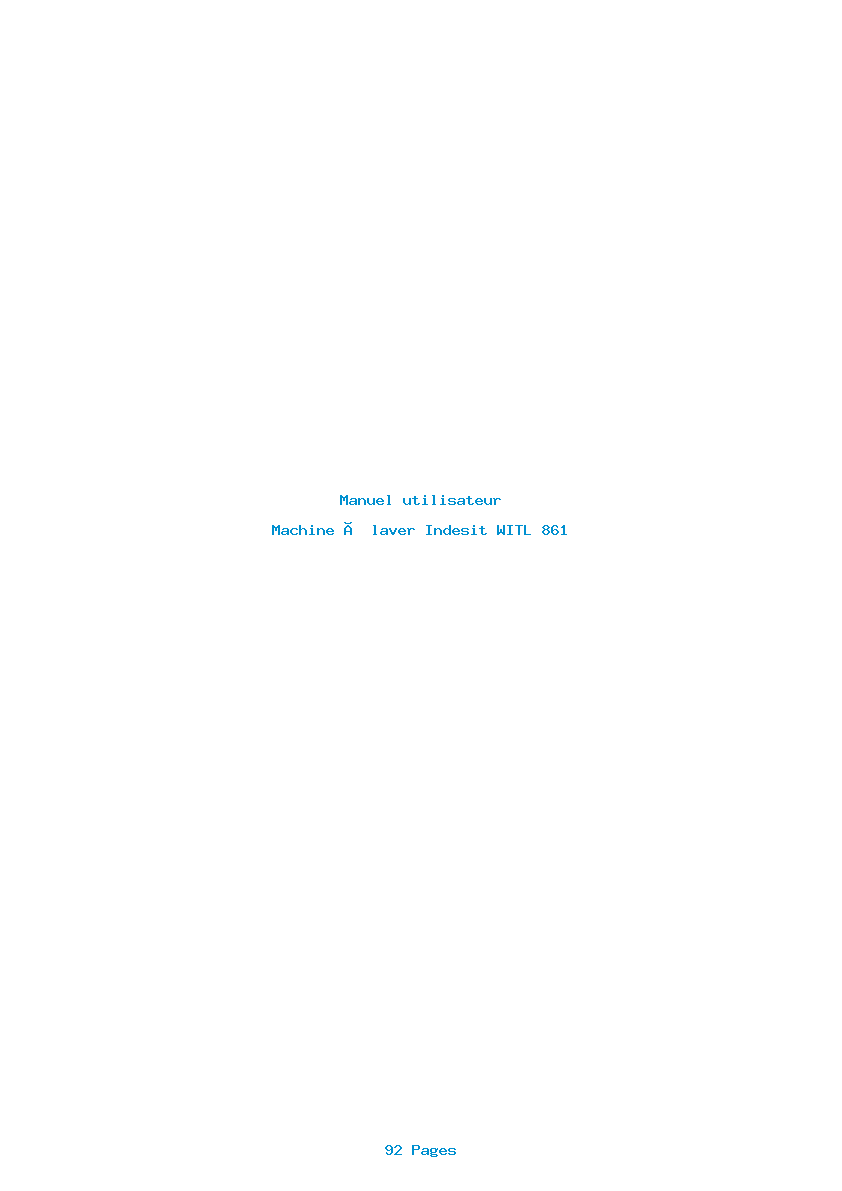 Page 1 de la notice Manuel utilisateur Indesit WITL 861