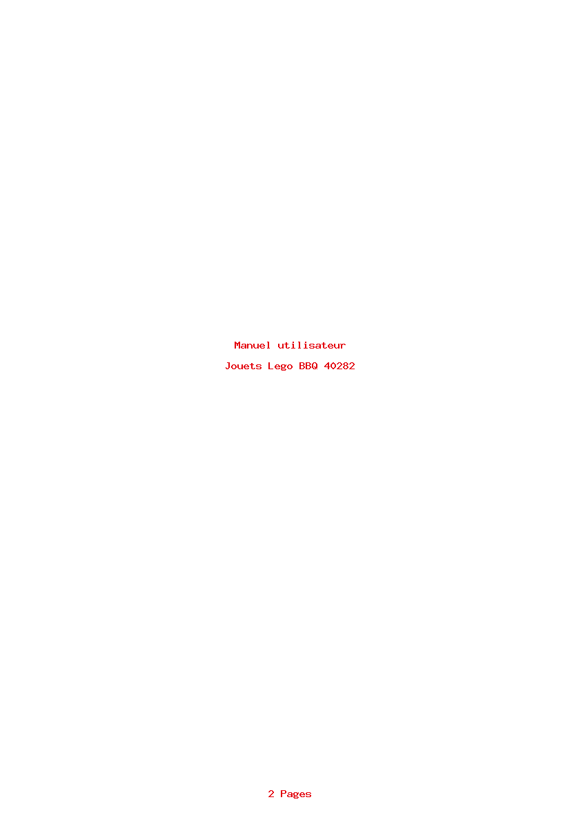 Page 1 de la notice Manuel utilisateur Lego BBQ 40282