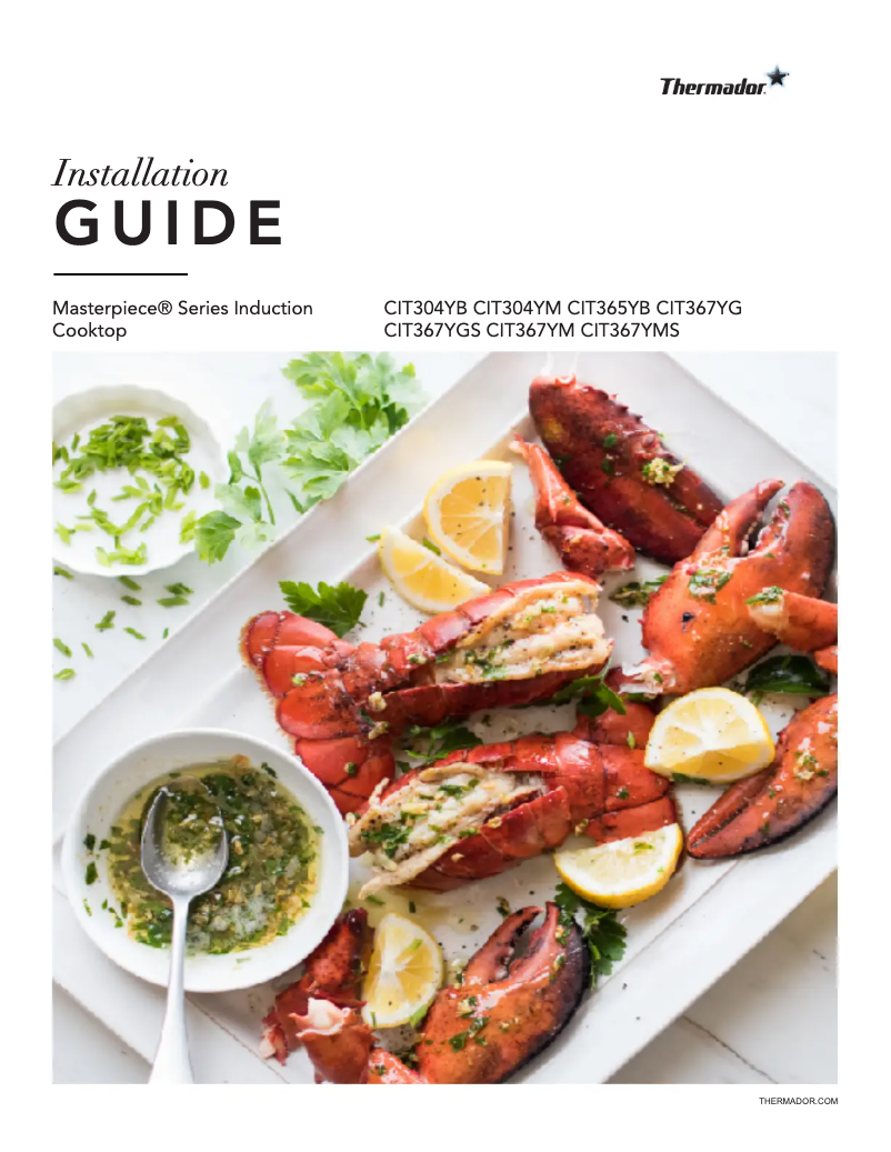 Page 1 de la notice Guide d'installation Thermador CIT365YB