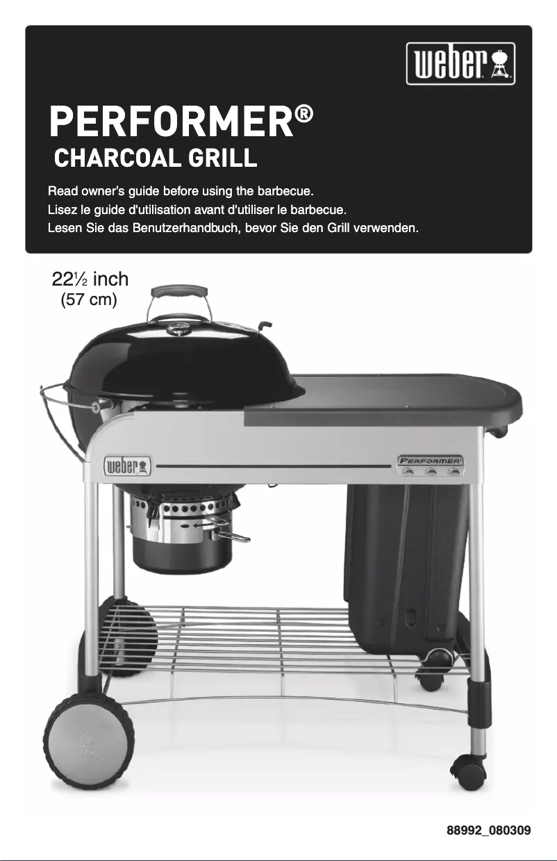 Page 1 de la notice Manuel utilisateur Weber One-Touch Performer vanaf 2010