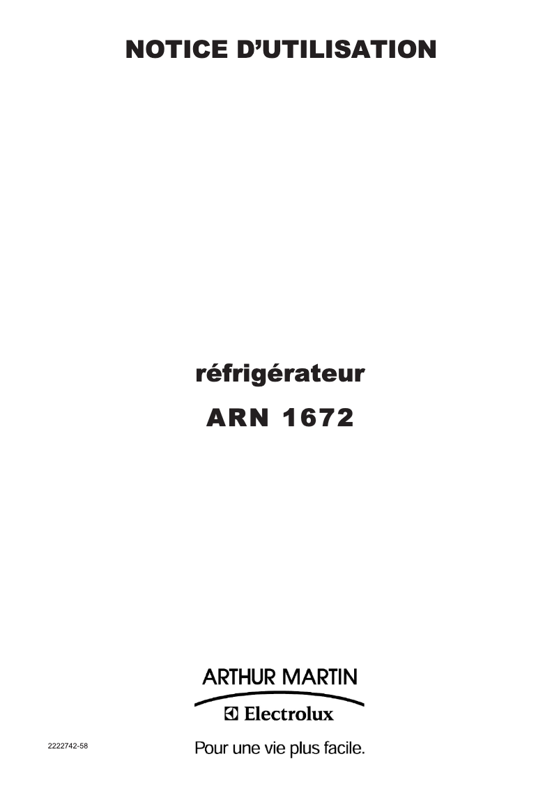 Página 1 del manual Manual de usuario Arthur Martin-Electrolux ARN1672