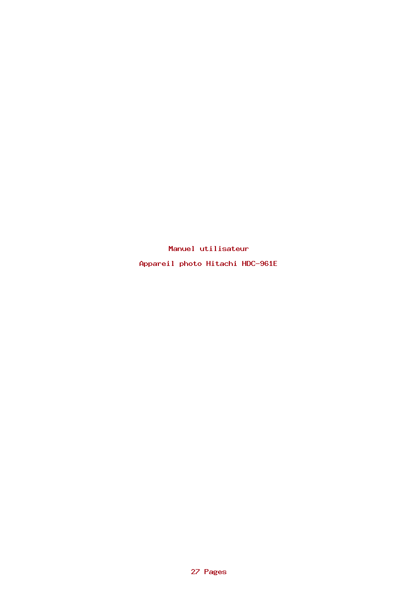 Page 1 de la notice Manuel utilisateur Hitachi HDC-961E