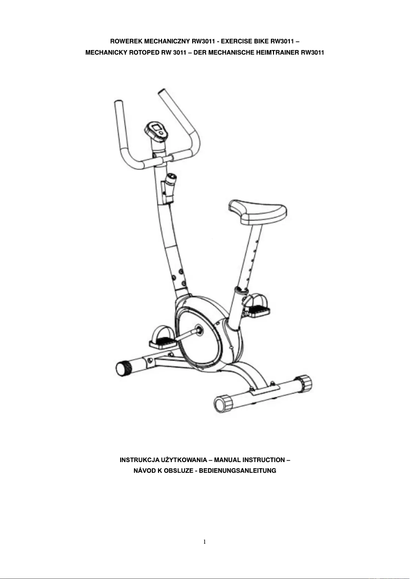 Page 1 de la notice Manuel utilisateur One Fitness RW3011