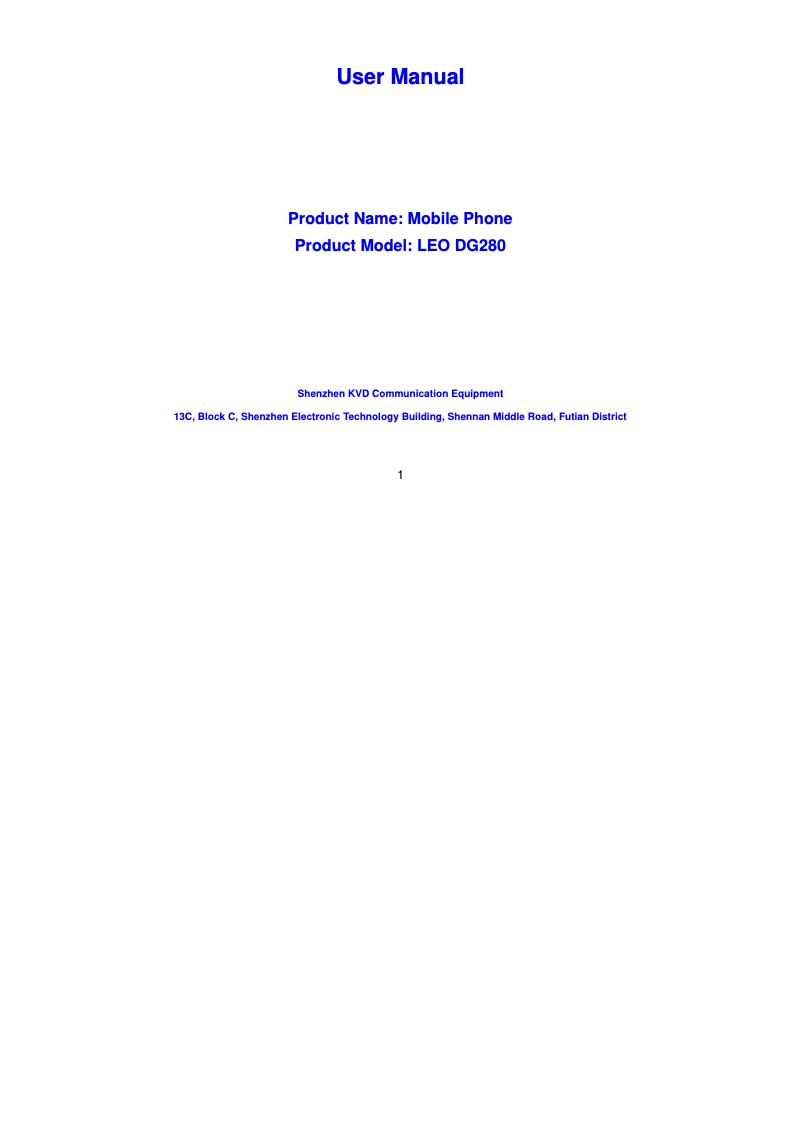 Page 1 de la notice Manuel utilisateur Doogee Leo DG280