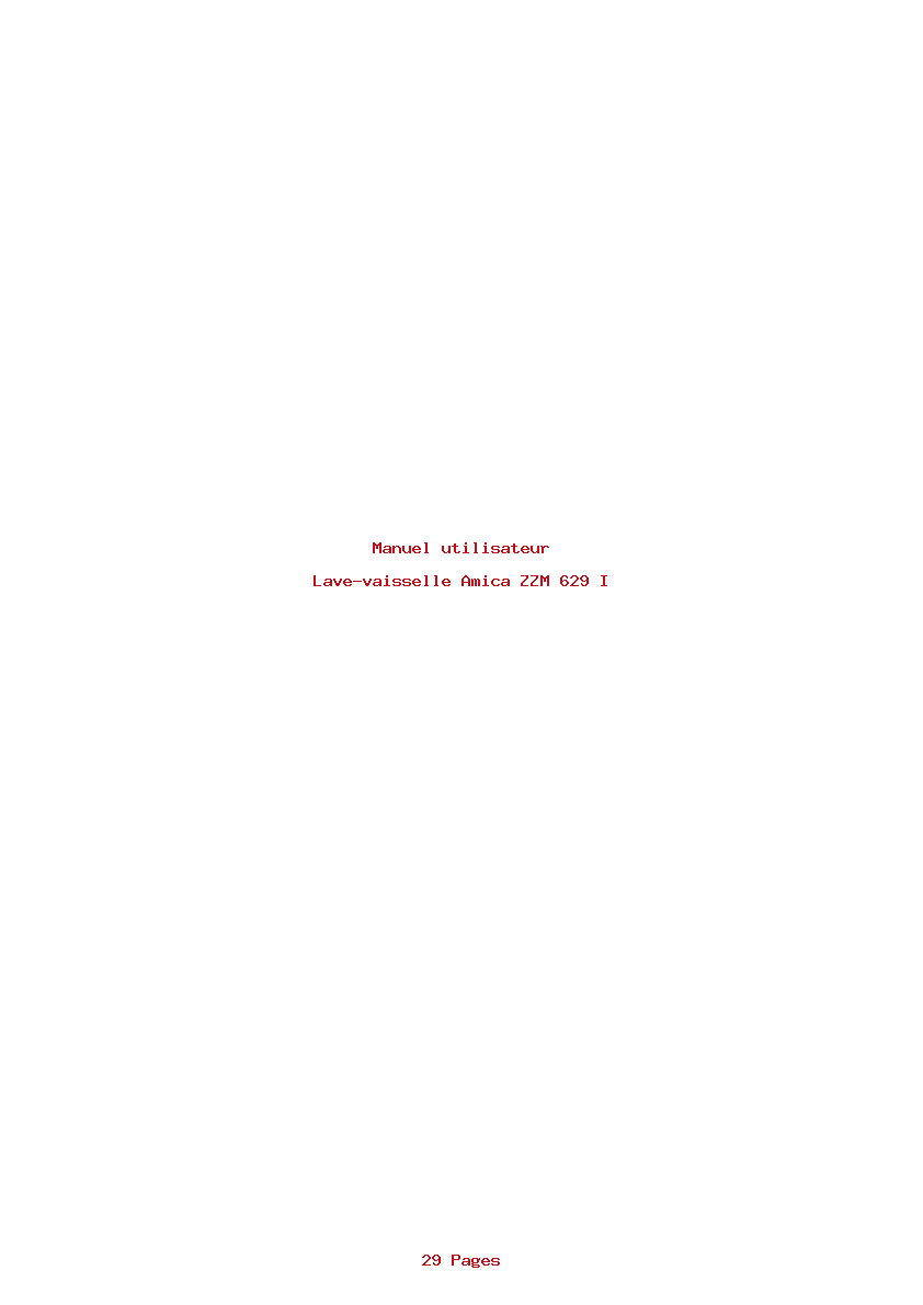 Page 1 de la notice Manuel utilisateur Amica ZZM 629 I