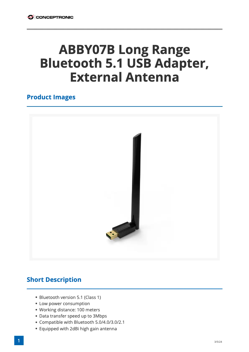 Page 1 de la notice Fiche technique Equip ABBY07B