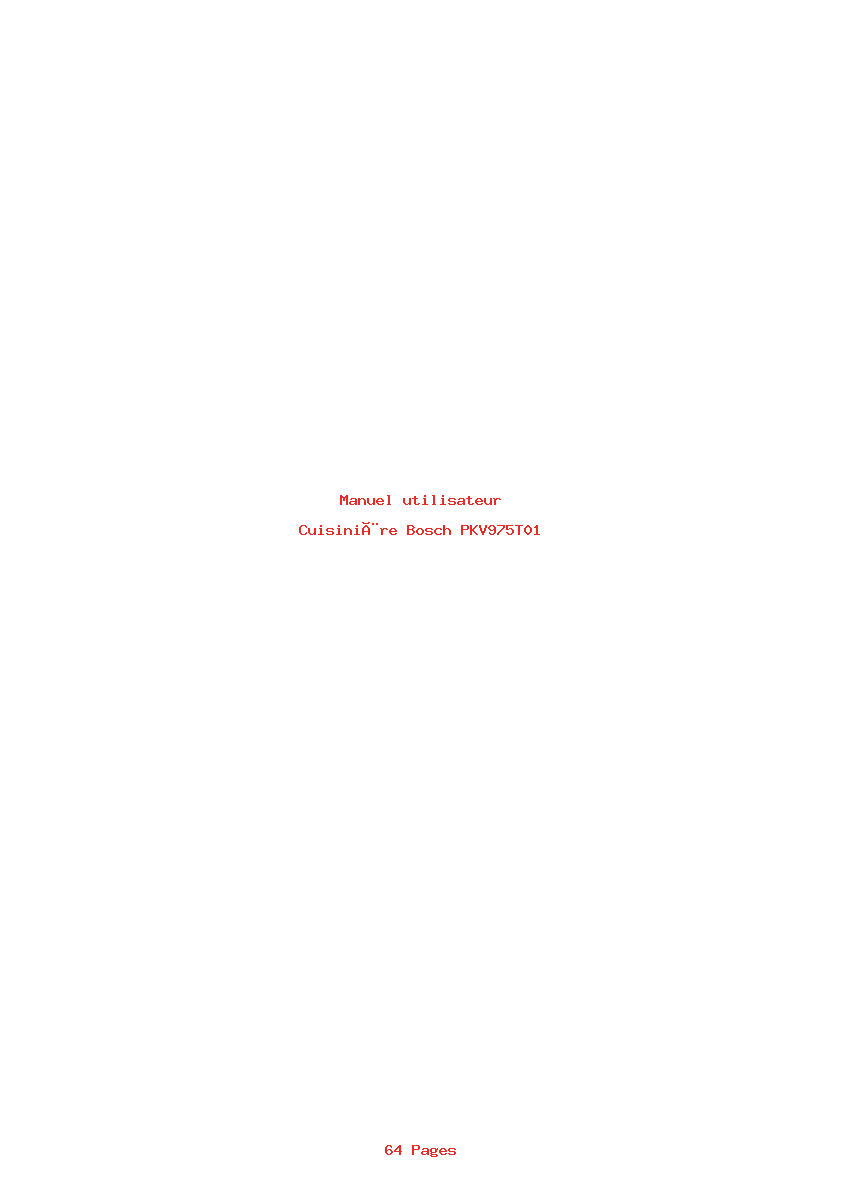 Page 1 de la notice Manuel utilisateur Bosch PKV975T01