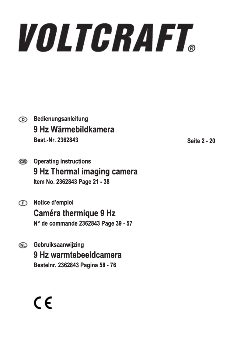 Page 1 de la notice Manuel utilisateur Voltcraft WB-80