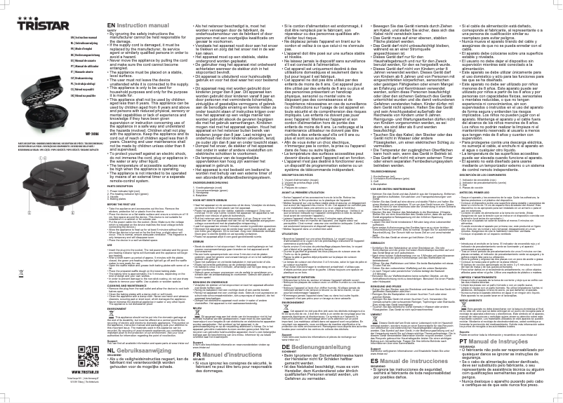 Page 1 de la notice Manuel utilisateur TriStar WF-3086