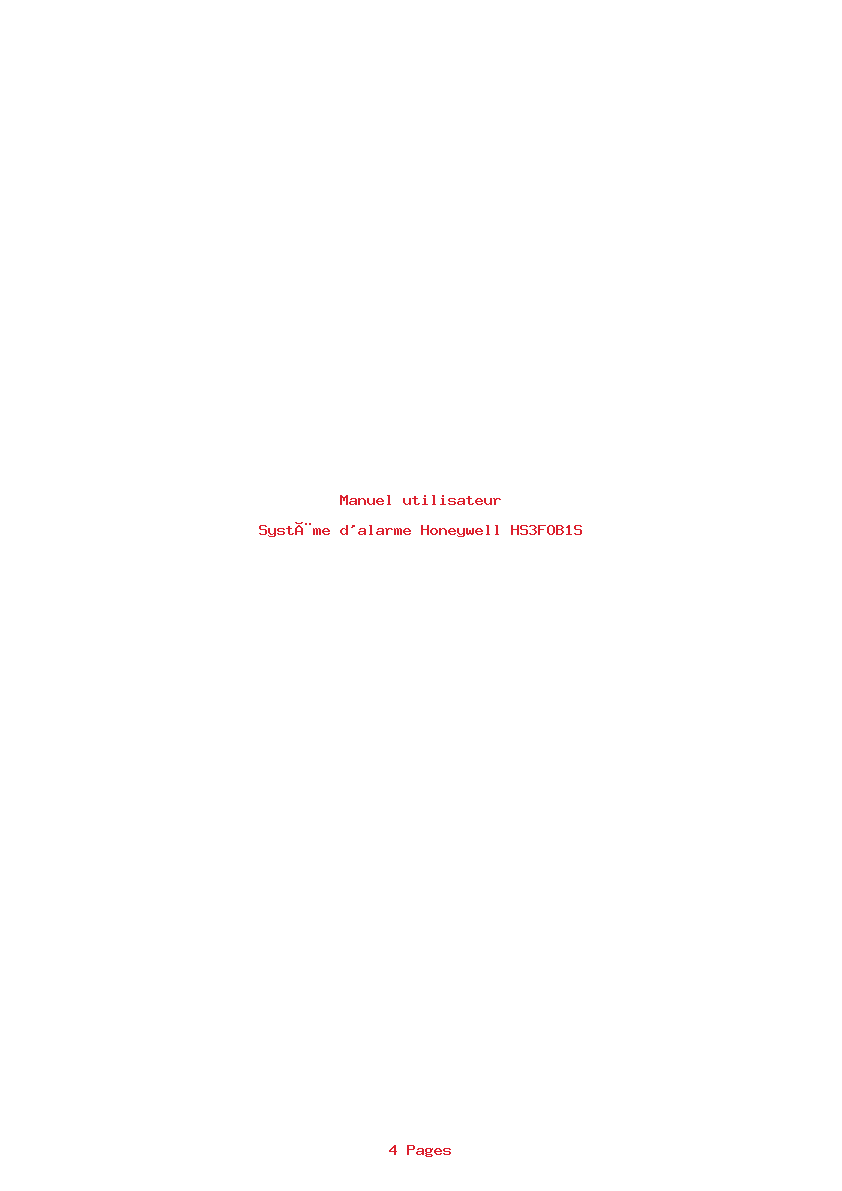 Page 1 de la notice Manuel utilisateur Honeywell HS3FOB1S