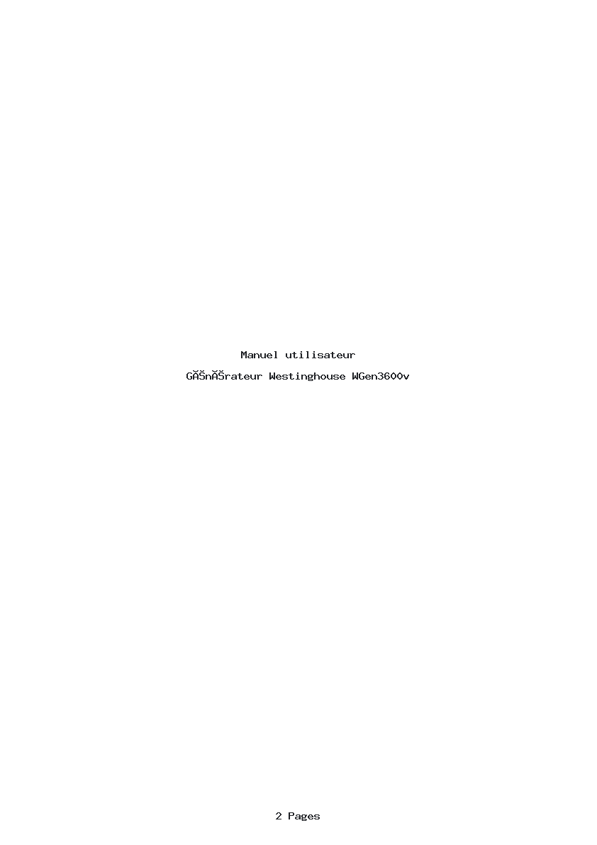 Page 1 de la notice Manuel utilisateur Westinghouse WGen3600v