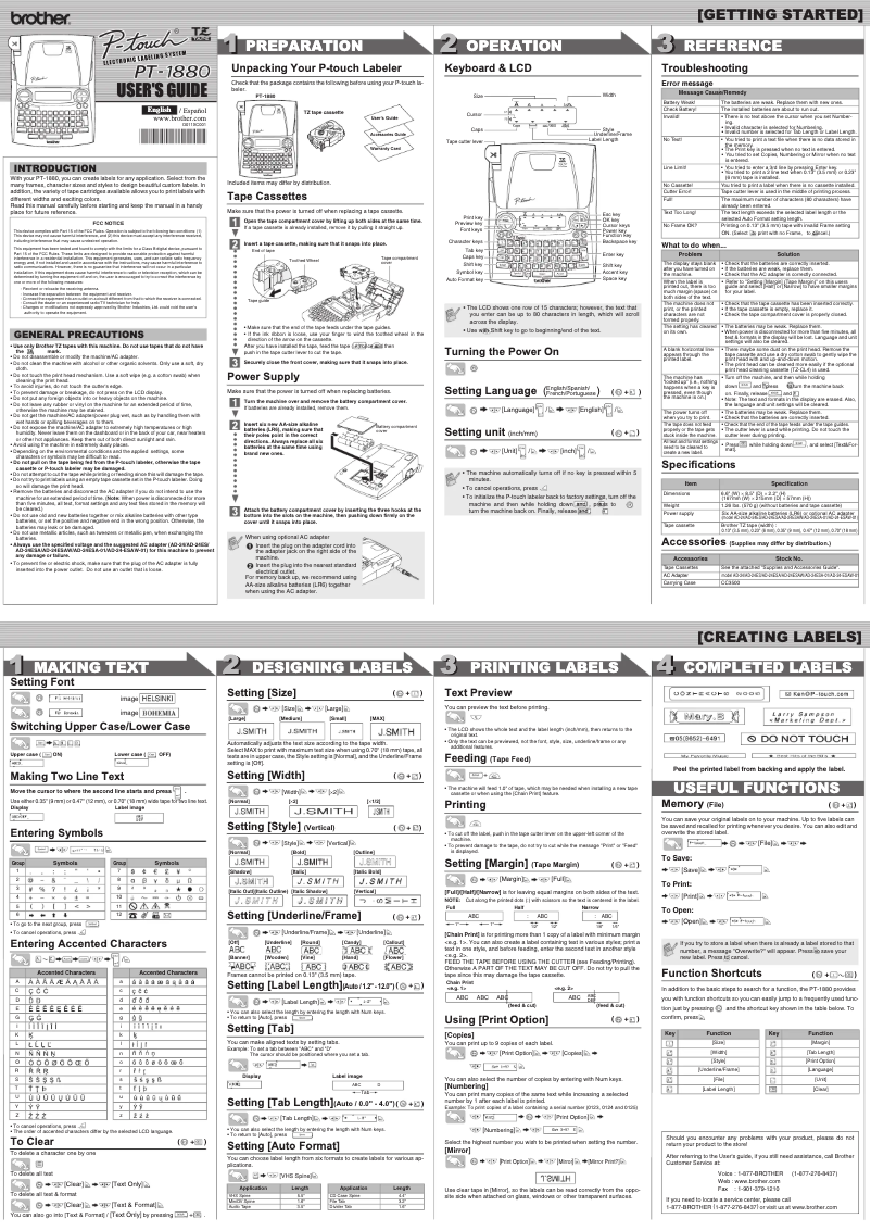 Page 1 de la notice Manuel utilisateur Brother P-touch PT-1880CT