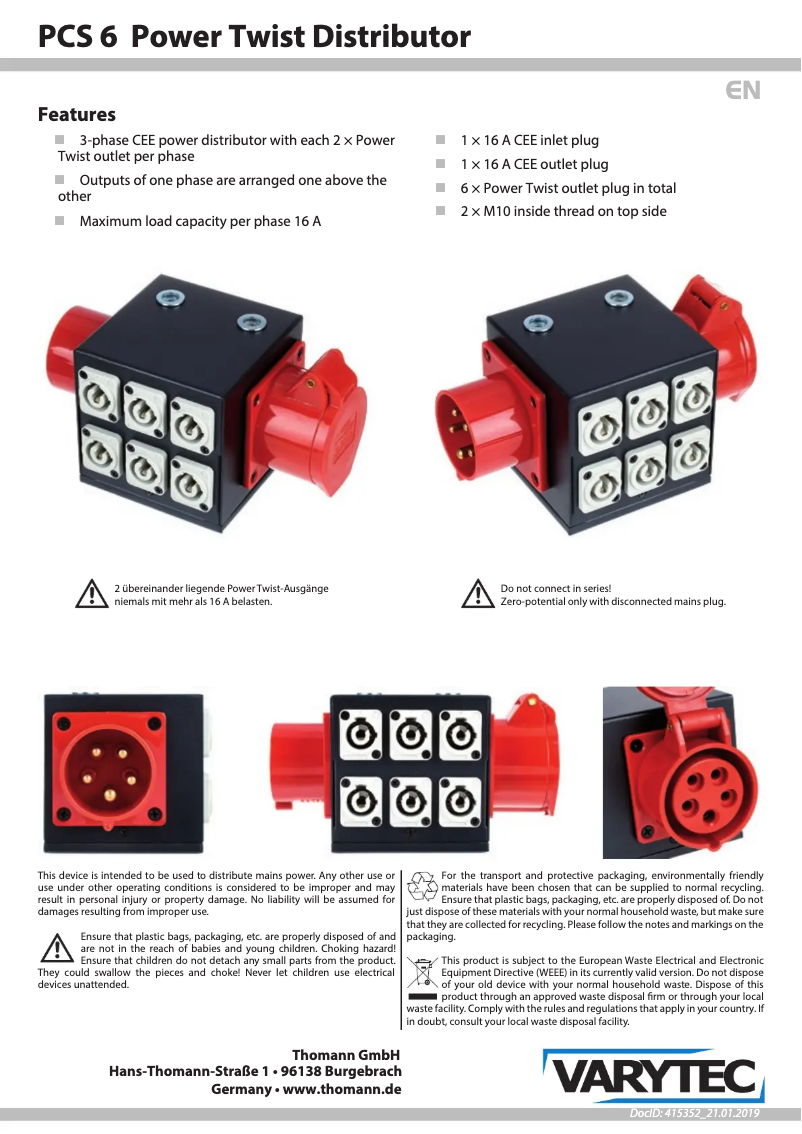 Page 1 de la notice Manuel utilisateur Varytec PCS 6