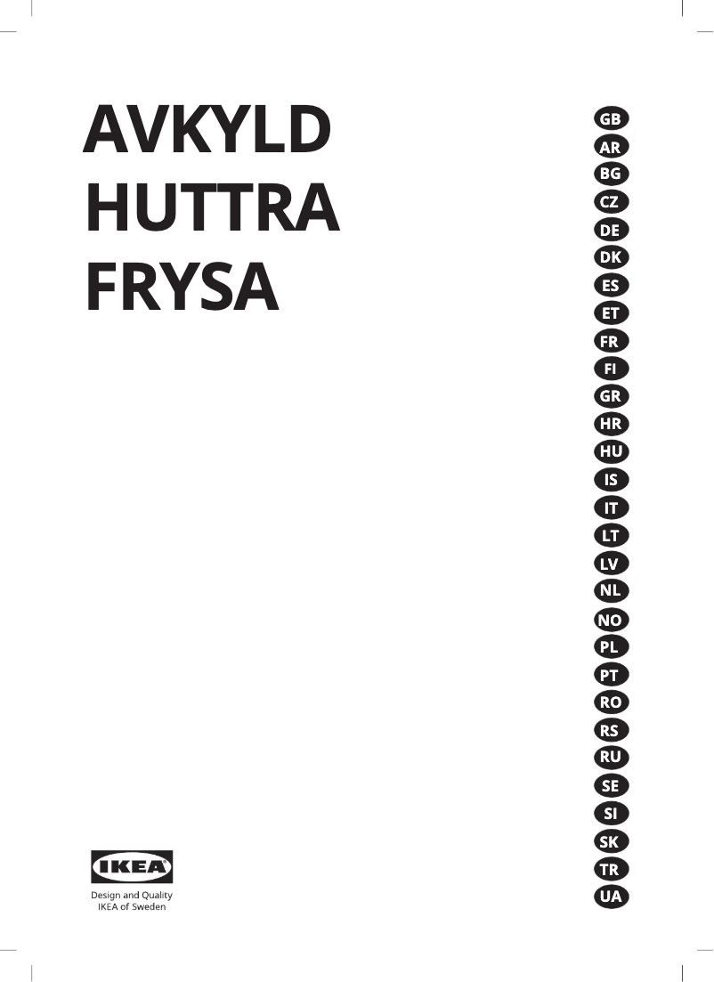 Page 1 de la notice Manuel utilisateur Ikea FRYSA 604.972.76