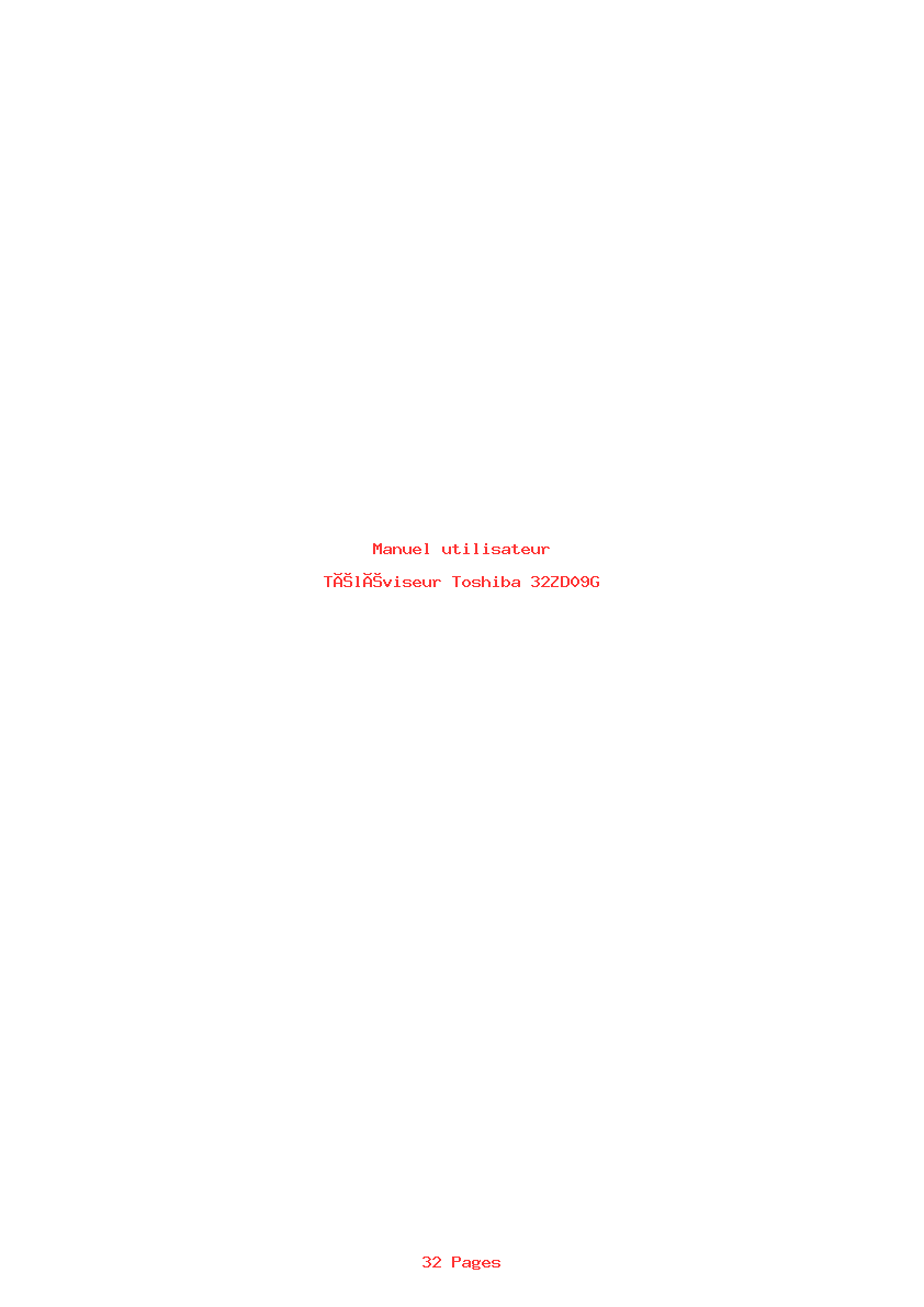 Page 1 de la notice Manuel utilisateur Toshiba 32ZD09G