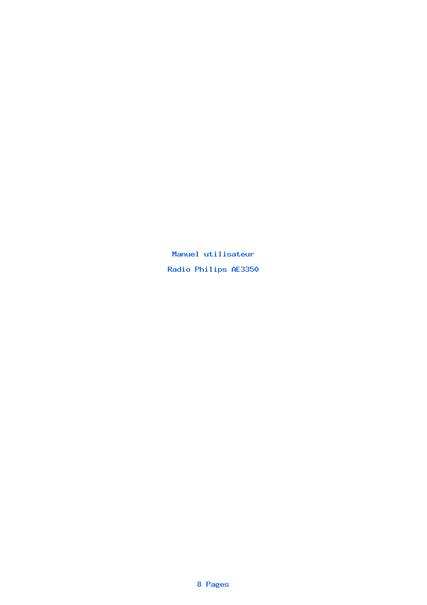 Page 1 de la notice Manuel utilisateur Philips AE3350