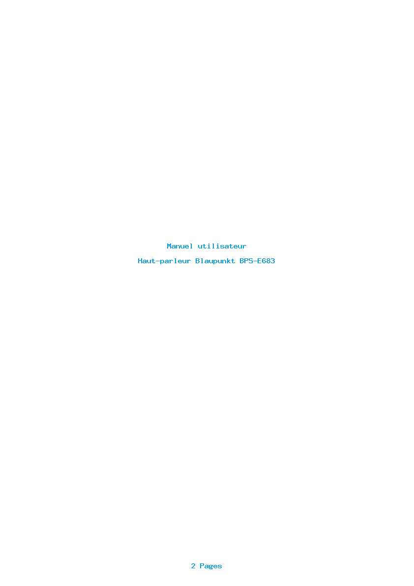 Page 1 de la notice Manuel utilisateur Blaupunkt BPS-E683