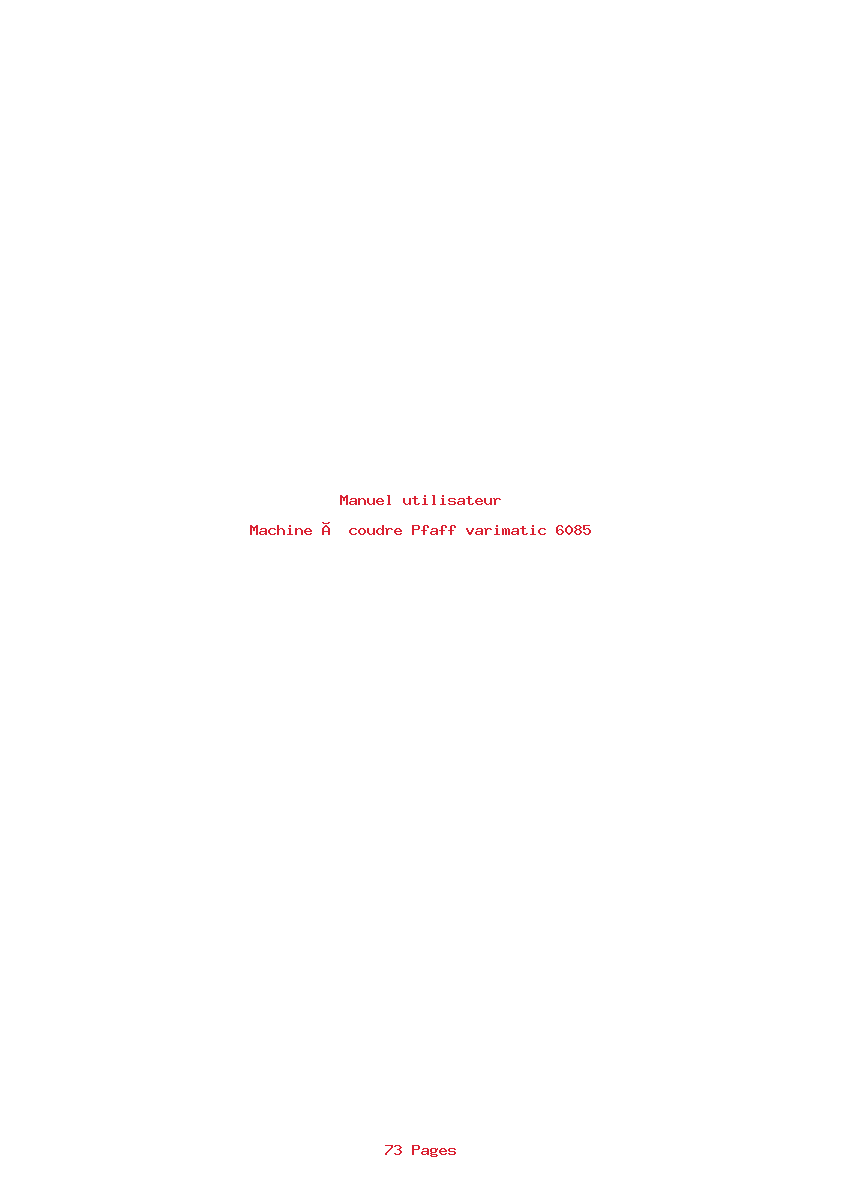 Page 1 de la notice Manuel utilisateur Pfaff varimatic 6085