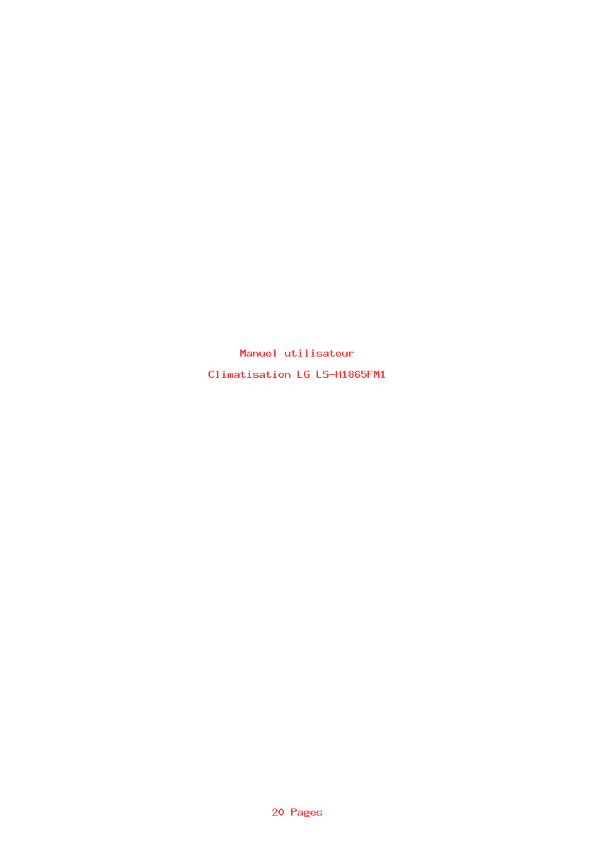 Page 1 de la notice Manuel utilisateur LG LS-H1865FM1