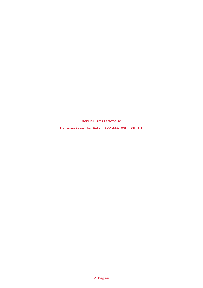 Page 1 de la notice Manuel utilisateur Asko D55544A XXL SOF FI