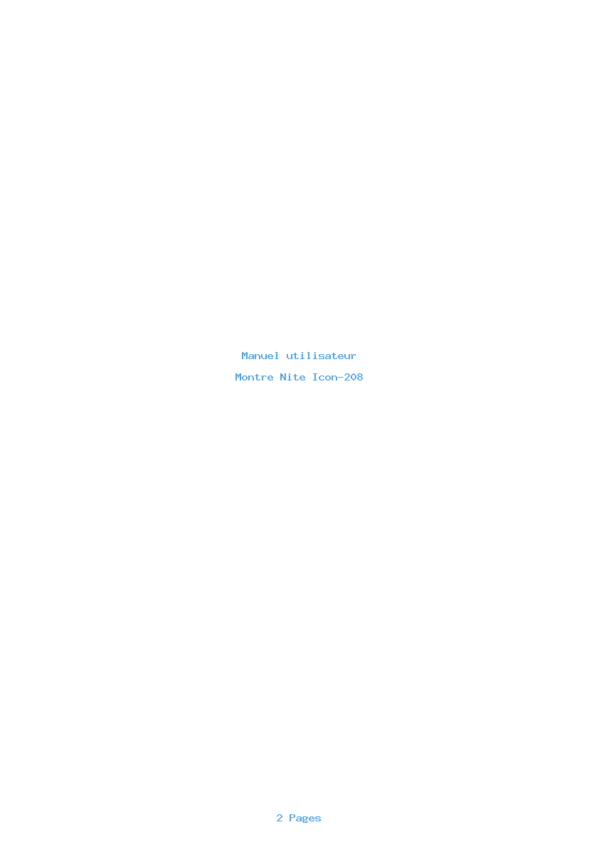 Page 1 de la notice Manuel utilisateur Nite Icon-208