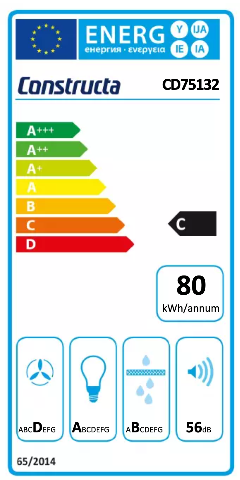 Page 1 de la notice Label énergétique Constructa CD75132
