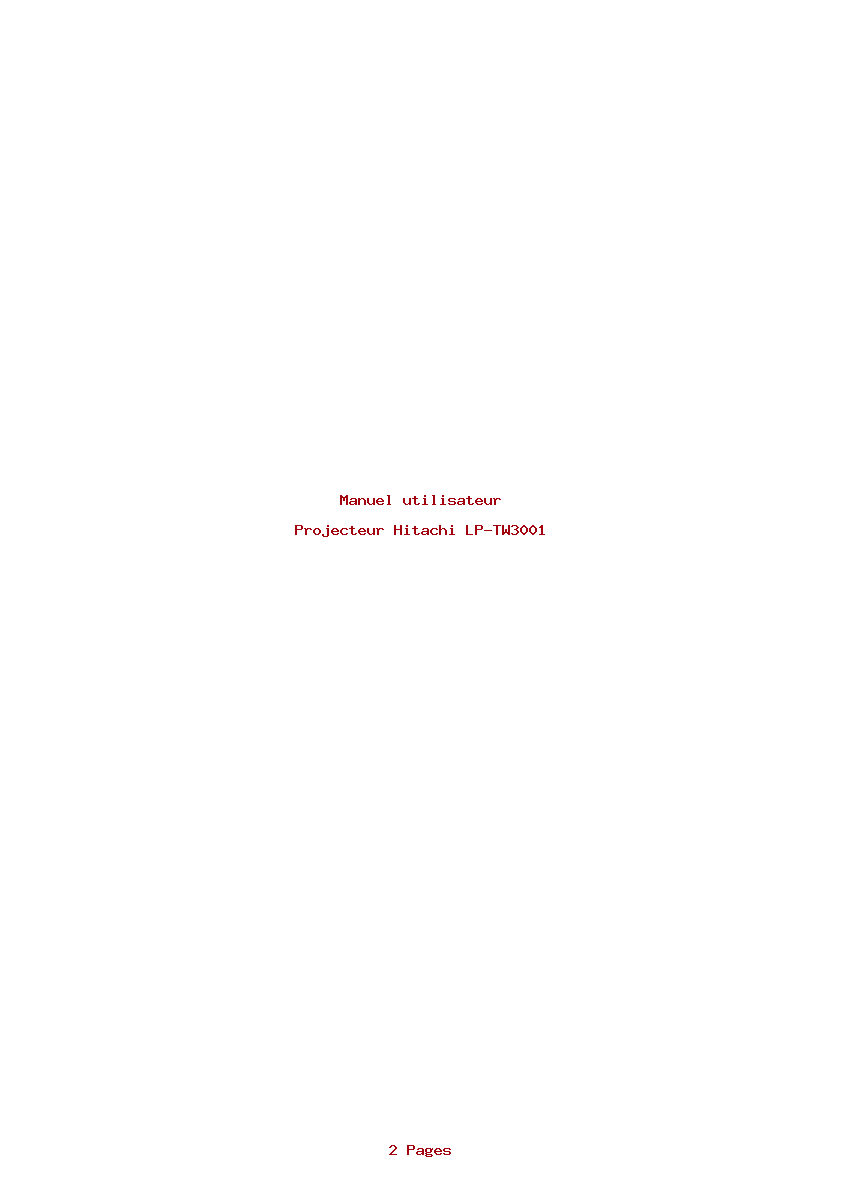 Page 1 de la notice Manuel utilisateur Hitachi LP-TW3001
