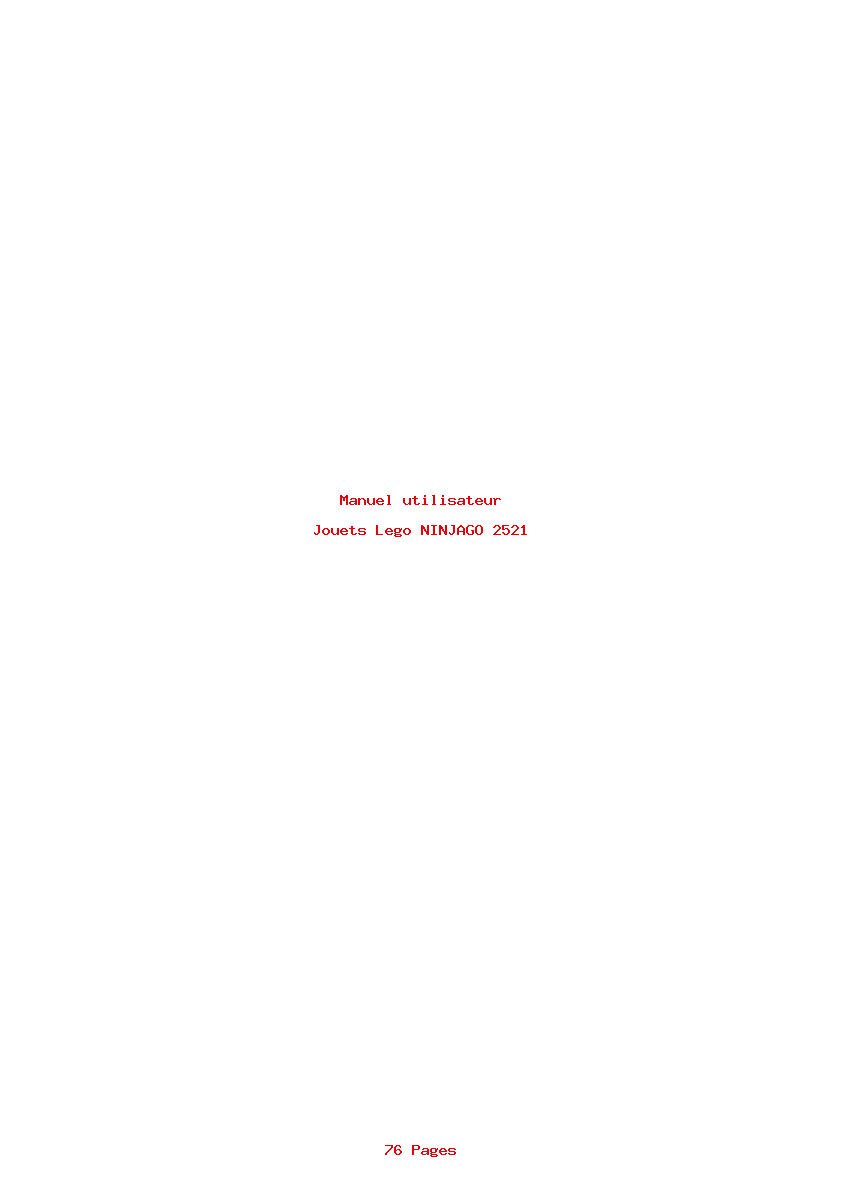 Page 1 de la notice Manuel utilisateur Lego NINJAGO 2521