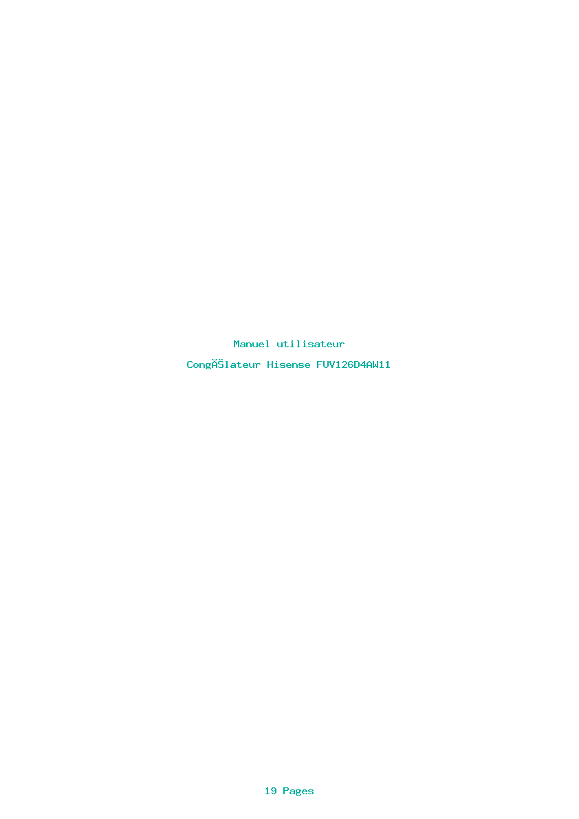 Page 1 de la notice Manuel utilisateur Hisense FUV126D4AW11