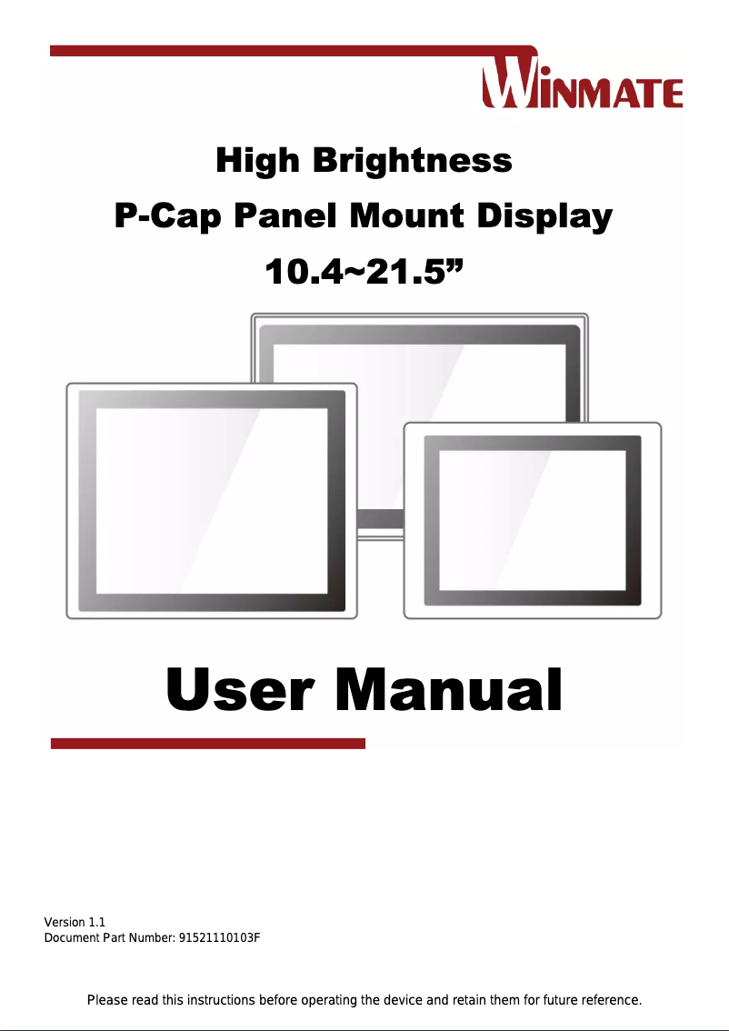 Page 1 de la notice Manuel utilisateur Winmate W15L100-PPA2HB