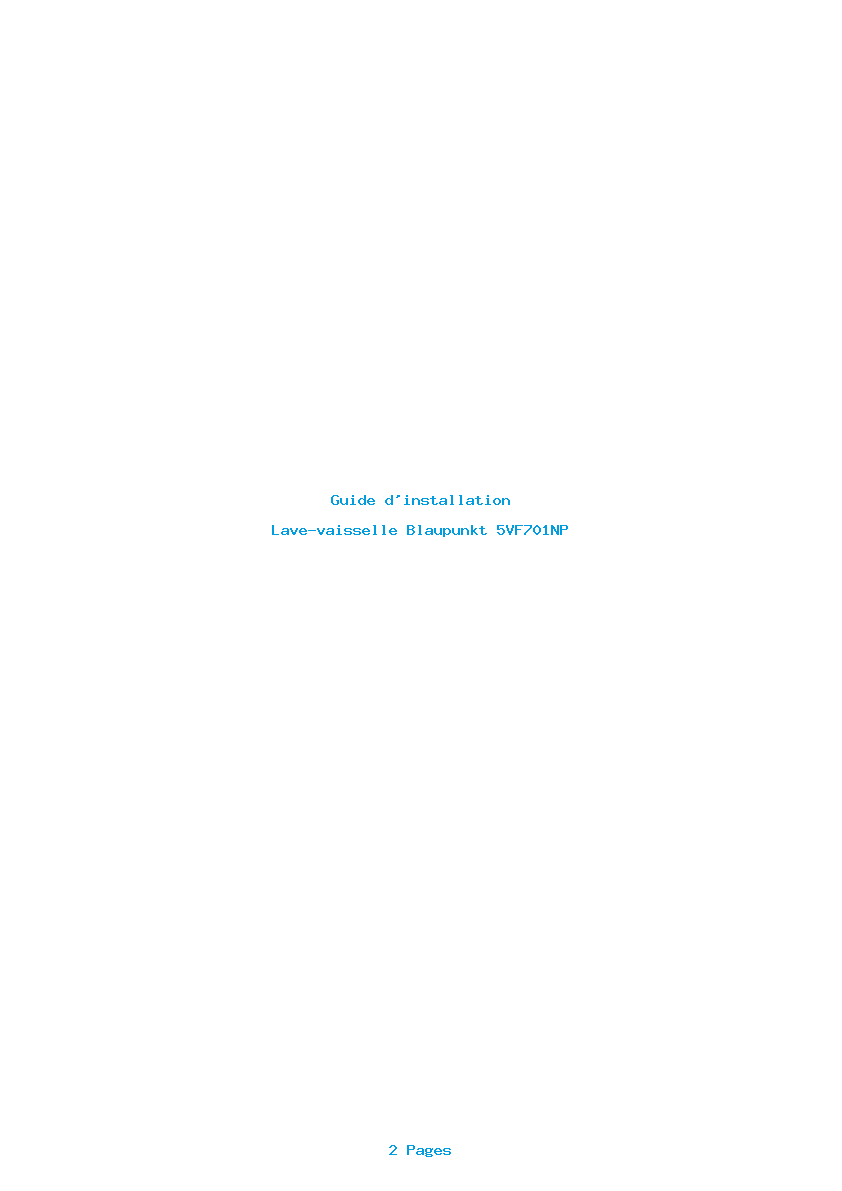 Page 1 de la notice Guide d'installation Blaupunkt 5VF701NP