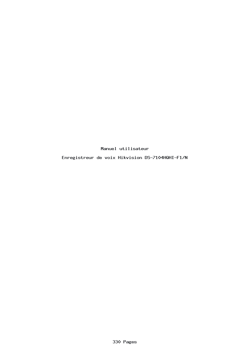 Page 1 de la notice Manuel utilisateur Hikvision DS-7104HQHI-F1/N