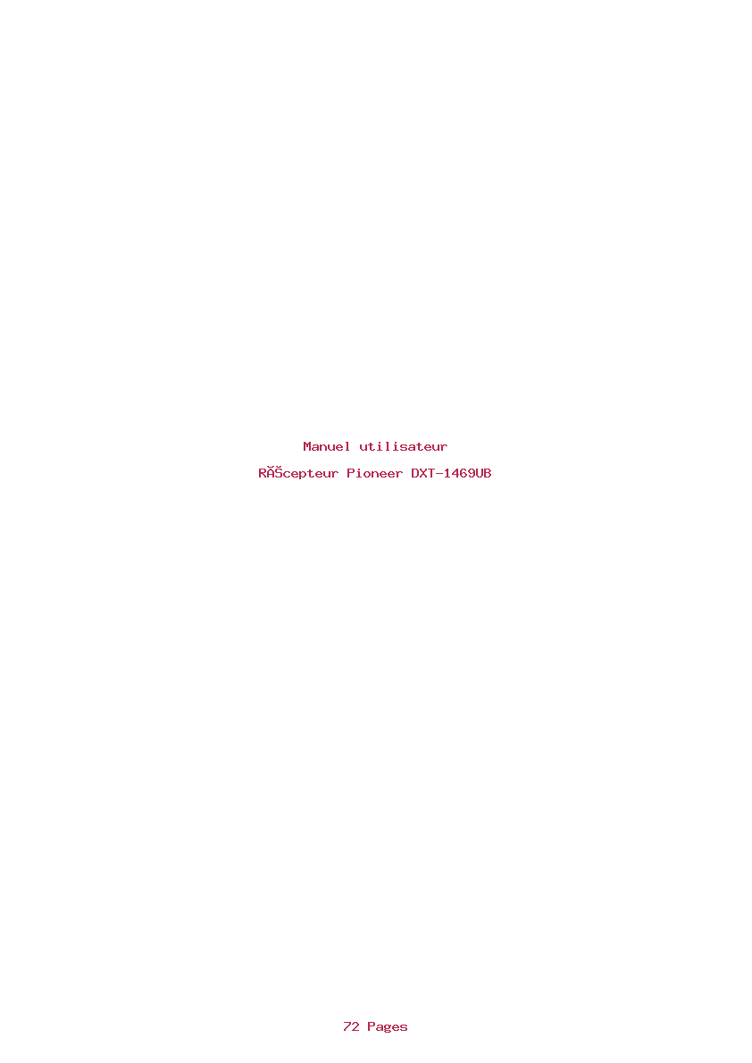 Page 1 de la notice Manuel utilisateur Pioneer DXT-1469UB