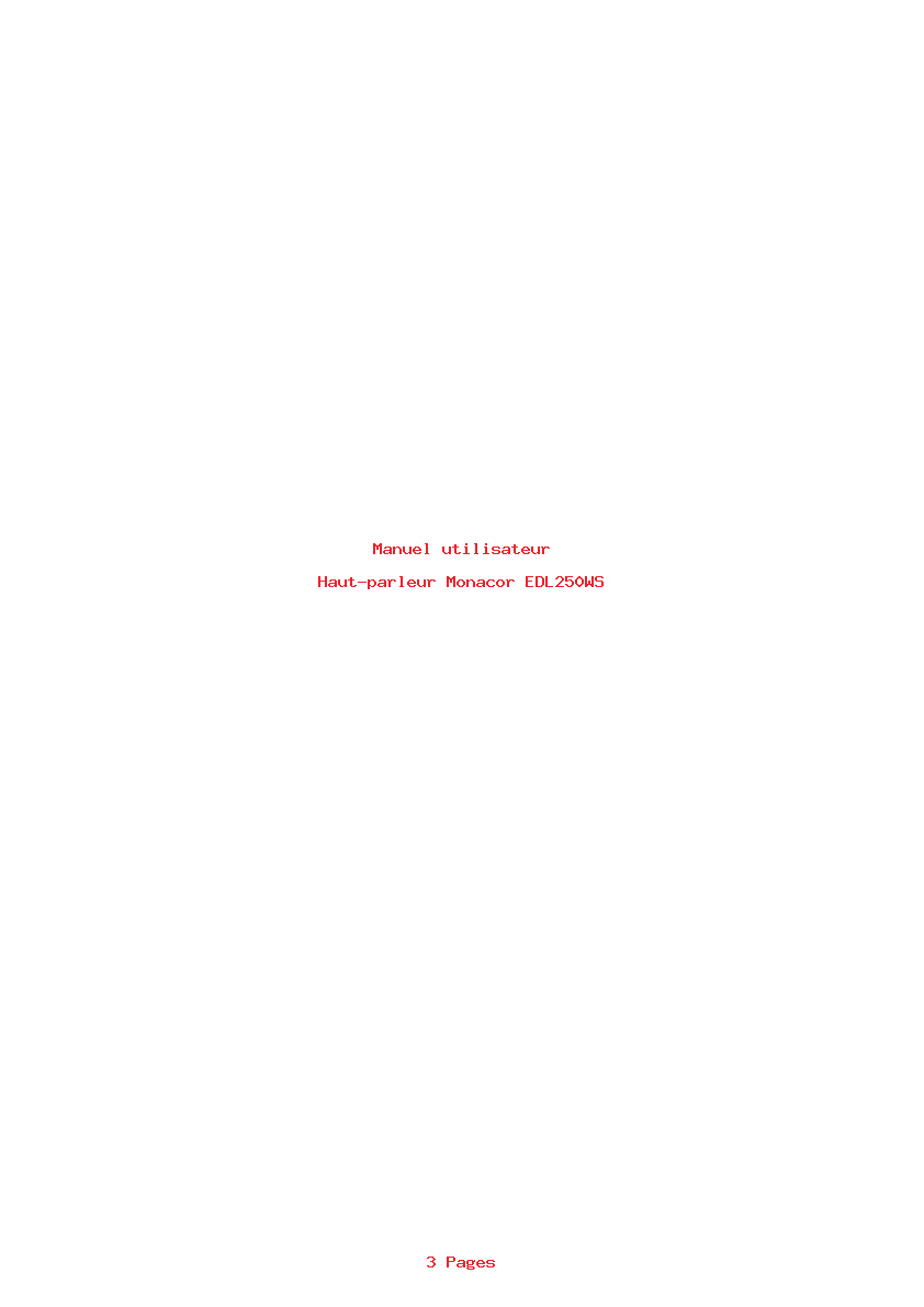 Page 1 de la notice Manuel utilisateur Monacor EDL250WS