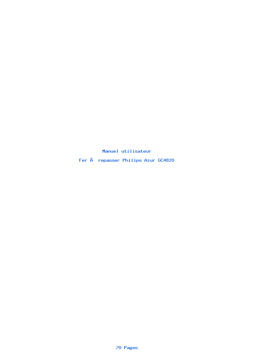 Page 1 de la notice Manuel utilisateur Philips Azur GC4820