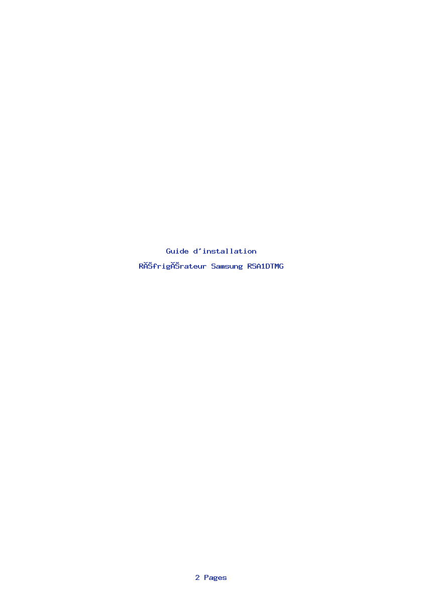 Page 1 de la notice Guide d'installation Samsung RSA1DTMG