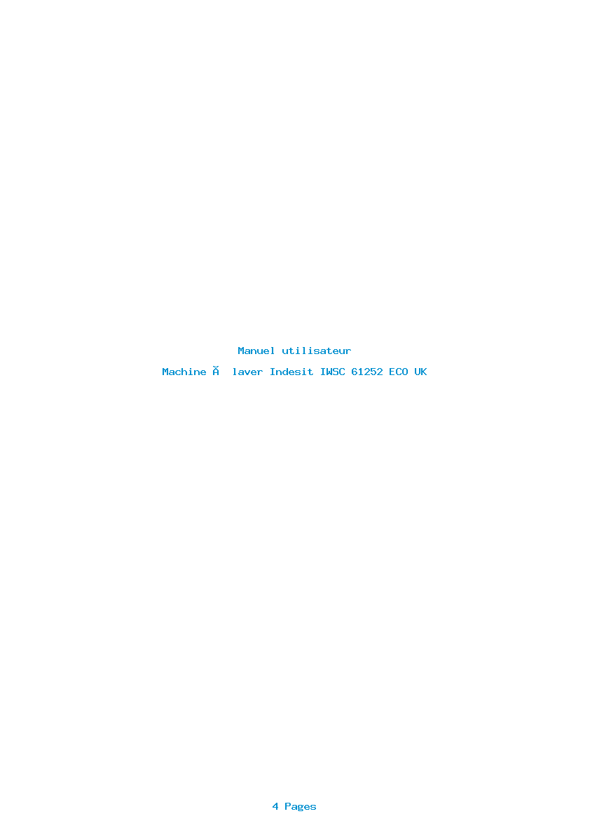 Page 1 de la notice Manuel utilisateur Indesit IWSC 61252 ECO UK