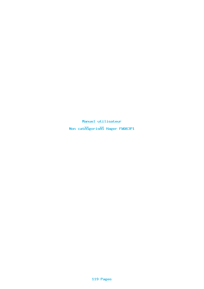 Image de la première page du manuel de l'appareil FWQ63P1
