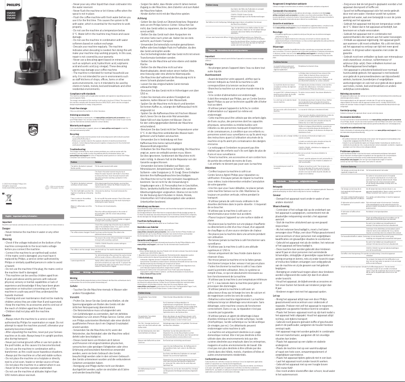 Page 1 of the manual User Manual Philips Senseo Select CSA250