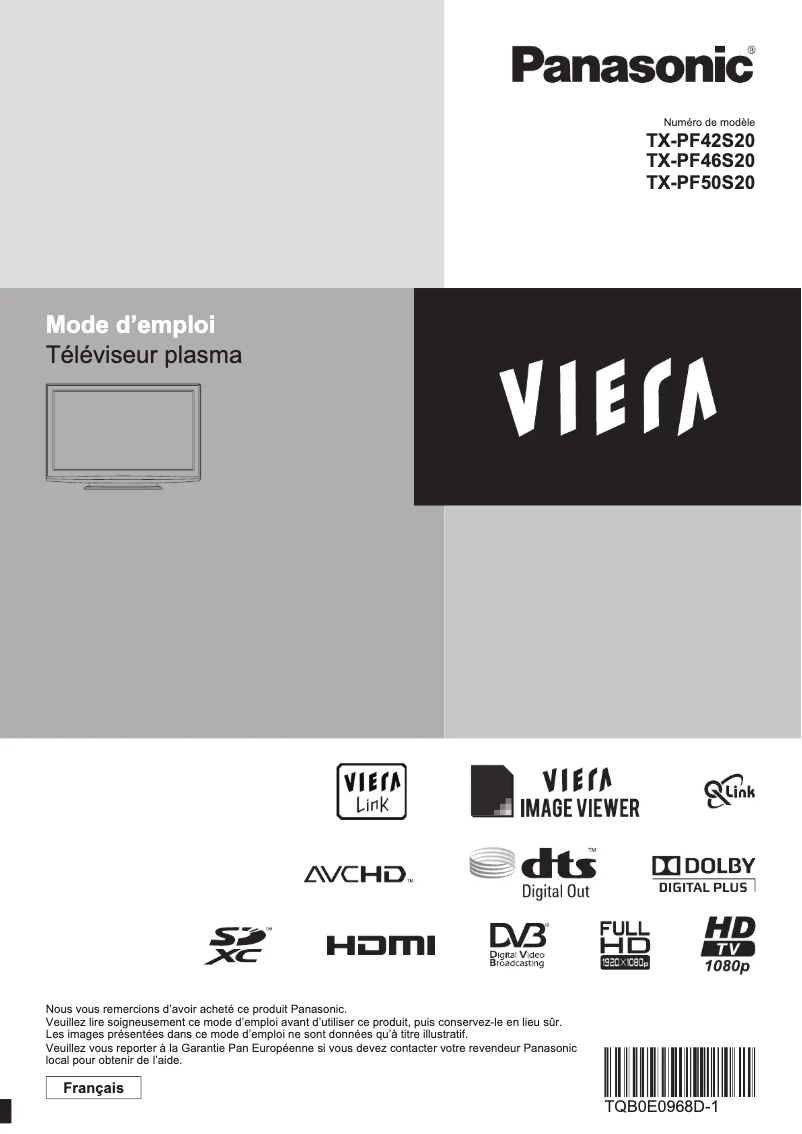 Página 1 del manual Manual de usuario Panasonic TX-PF50S20