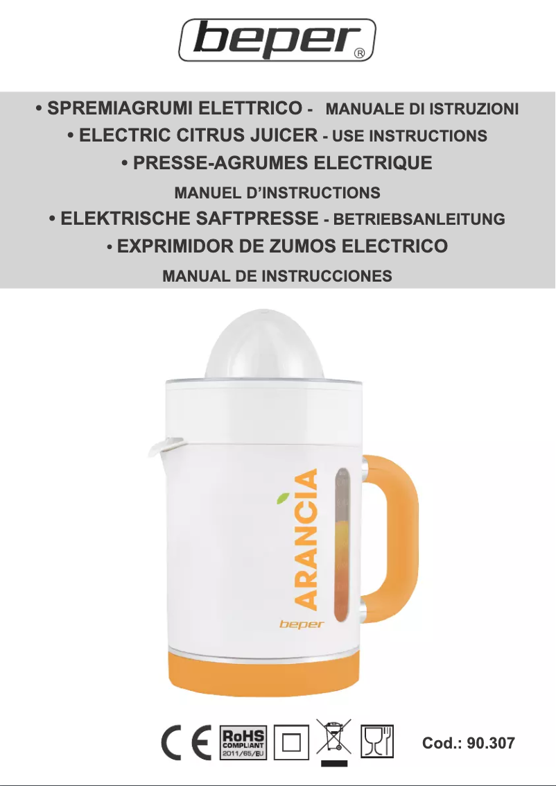 Page 1 de la notice Manuel utilisateur Beper Arancia 90.307