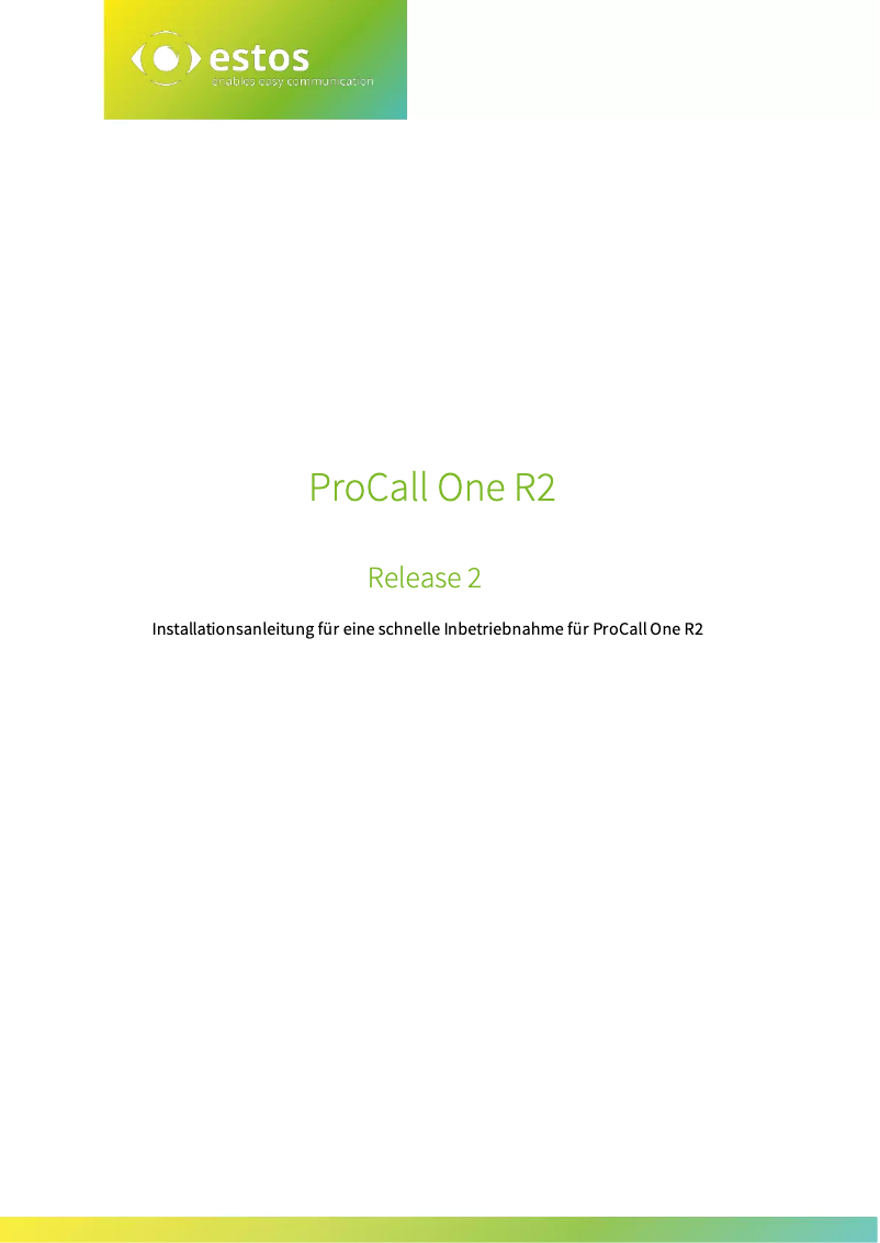 Página 1 del manual Manual de usuario Estos ProCall One R2 10U UPG