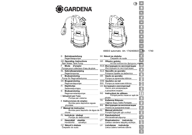 Page 1 de la notice Manuel utilisateur Gardena 4000/2